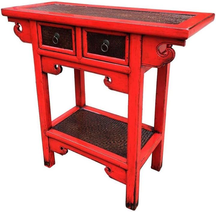 Finitura Artigianale Rossa per Corridoio in Legno (120 x 40 x 85 cm)