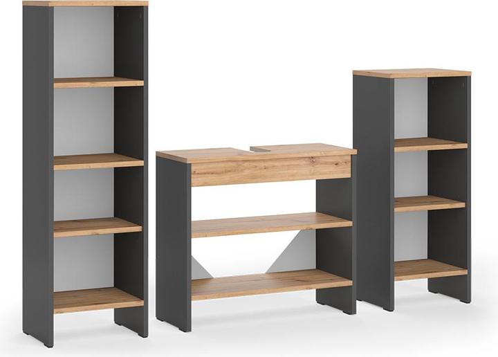 Produktbild Vicco Badmöbel-Set Karli, Anthrazit/Goldkraft Eiche, 3 Teile