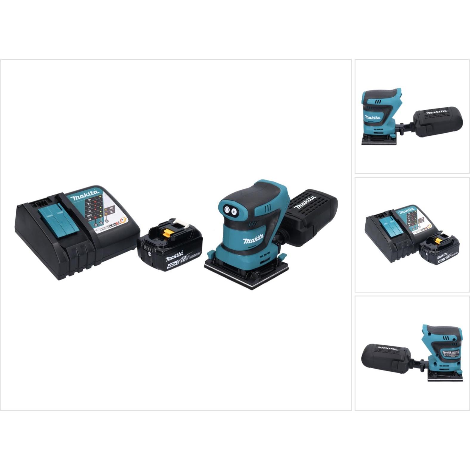 Makita, Schleifmaschine + Poliermaschine, DBO 480 RM1 Akku Schwingschleifer 18 V 112 x 102 mm + 1x Akku 4,0 Ah + Ladeger...
