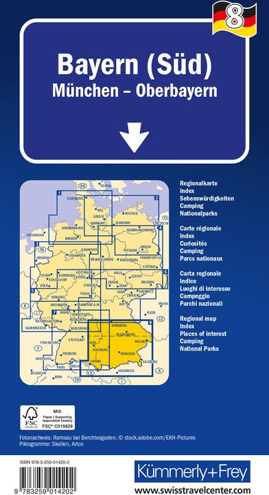 Produktbild Bayern (Süd) Nr. 8 Regionalkarte Deutschland 1:275 000