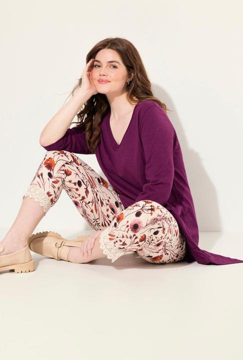 Actual product image Ulla Popken Eco Cotton V-Neck Pointed Hem A-line Fit Tee (46, 48)