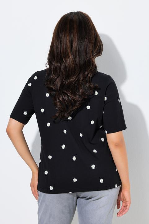 Actual product image Ulla Popken Daisy Print Short Sleeve Drawstring Tee (54, 56)