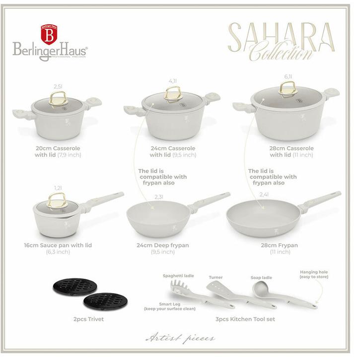 Actual product image BerlingerHaus Sahara Collection (28 cm, Pot, Saucepan, Casserole + Stewpot, Aluminium)