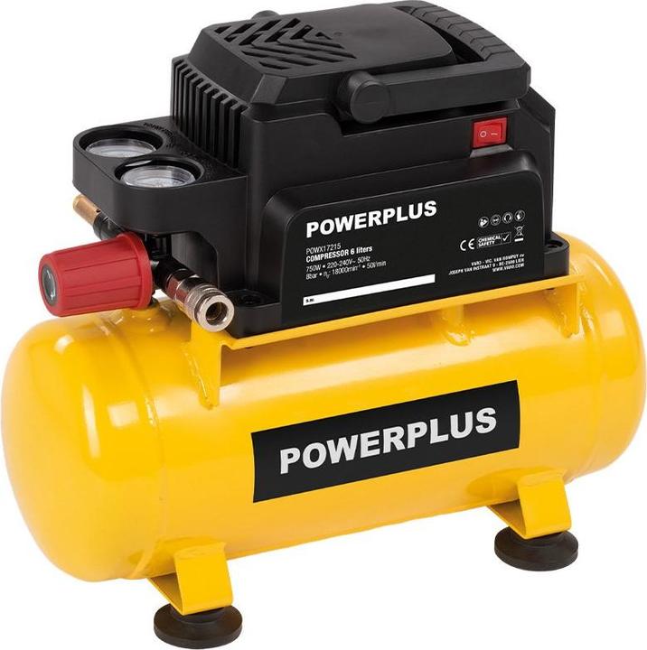 Powerplus 750 w oil-free compressor (6 l, 8 bar)