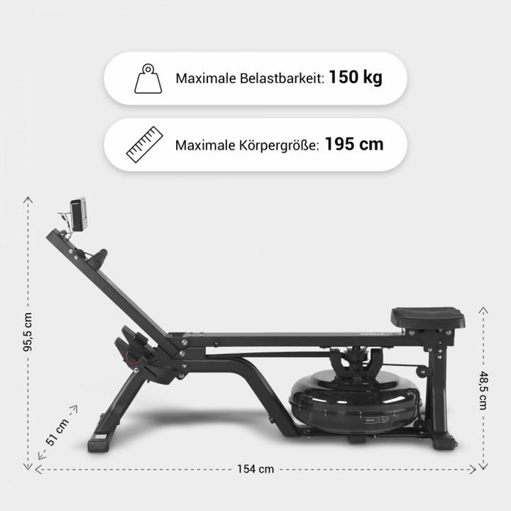 Actual product image Gorilla Sports Water rowing machine with training computer
