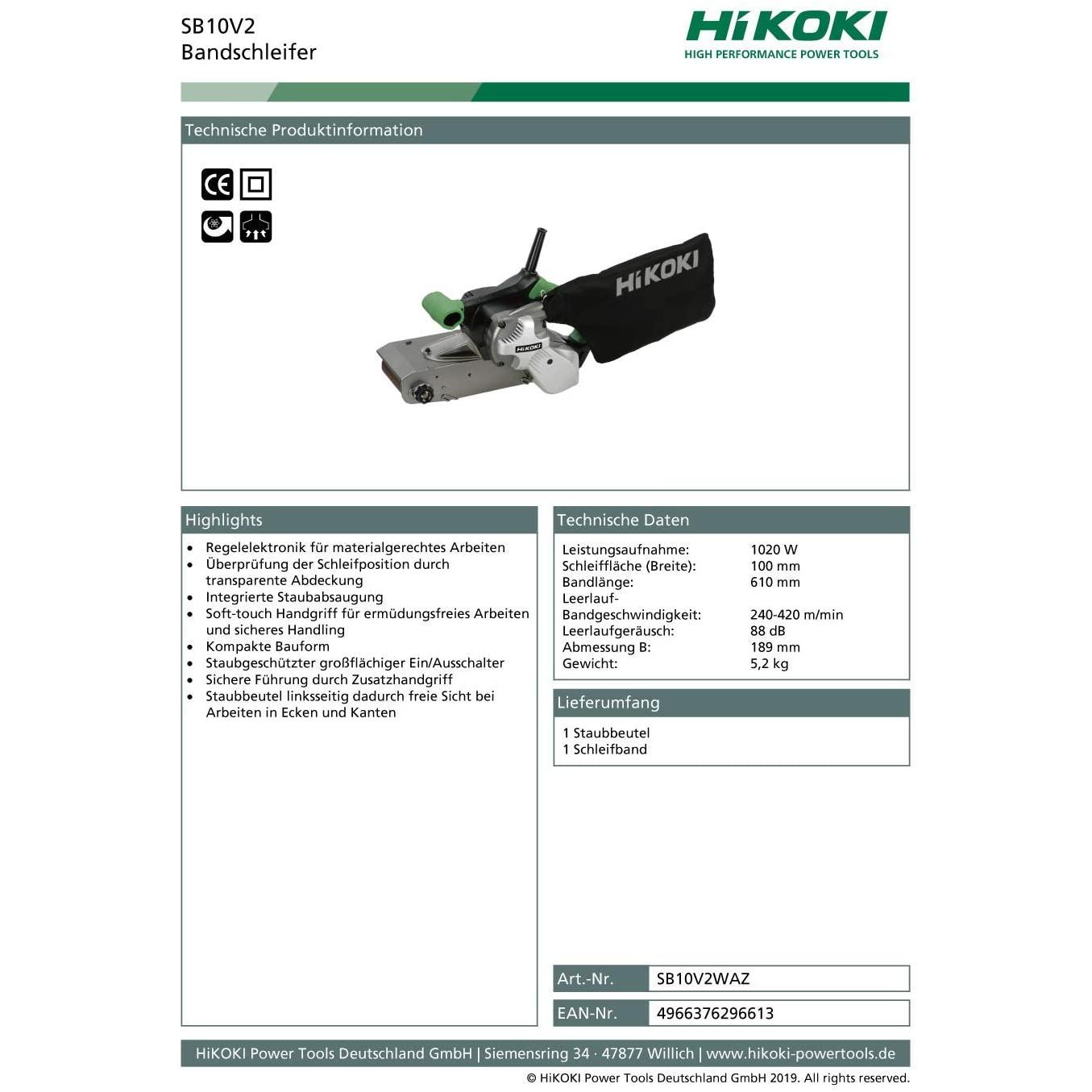 Thumbnail - Hikoki, Schleifmaschine + Poliermaschine, Bandschleifer 1020W (Bandschleifer, 1020 W)