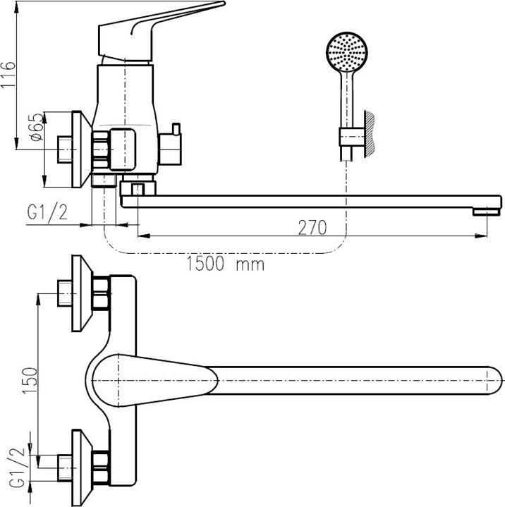 Produktbild Domoletti BATH FAUCET LONG SPOUT DVI253.5/1