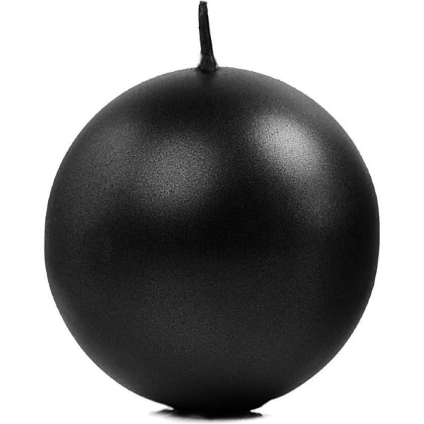 Partydeco, Kerzen, Schwarze Kugelkerze - 8cm (6stk) (6 Stk.)