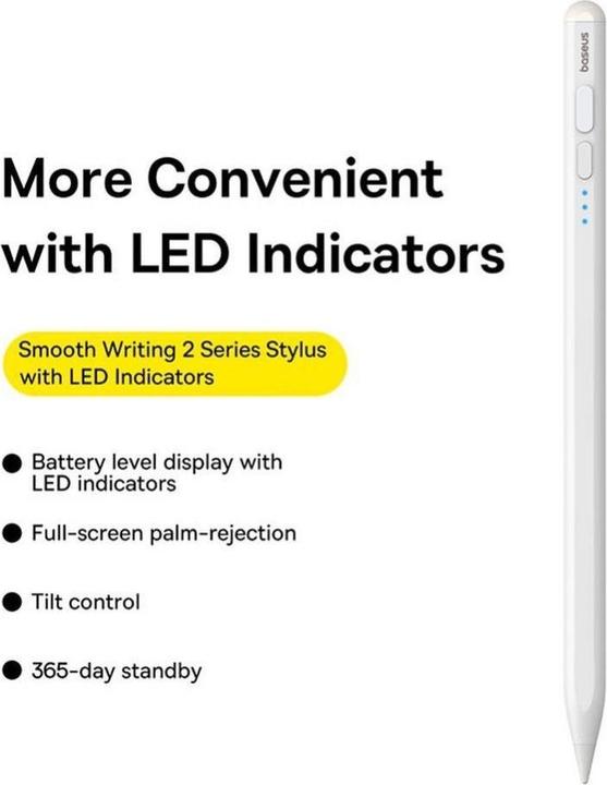 Produktbild Baseus Stylus Smooth Writing Series with LED indicators active version (White)