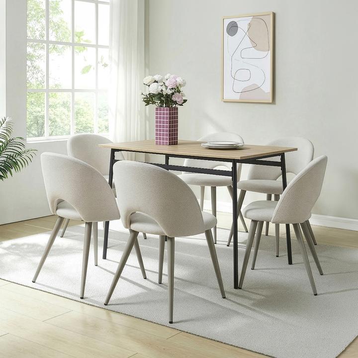 Image du produit En.Casa Esszimmerstuhl Karijoki 6er Set Webstoff Beige