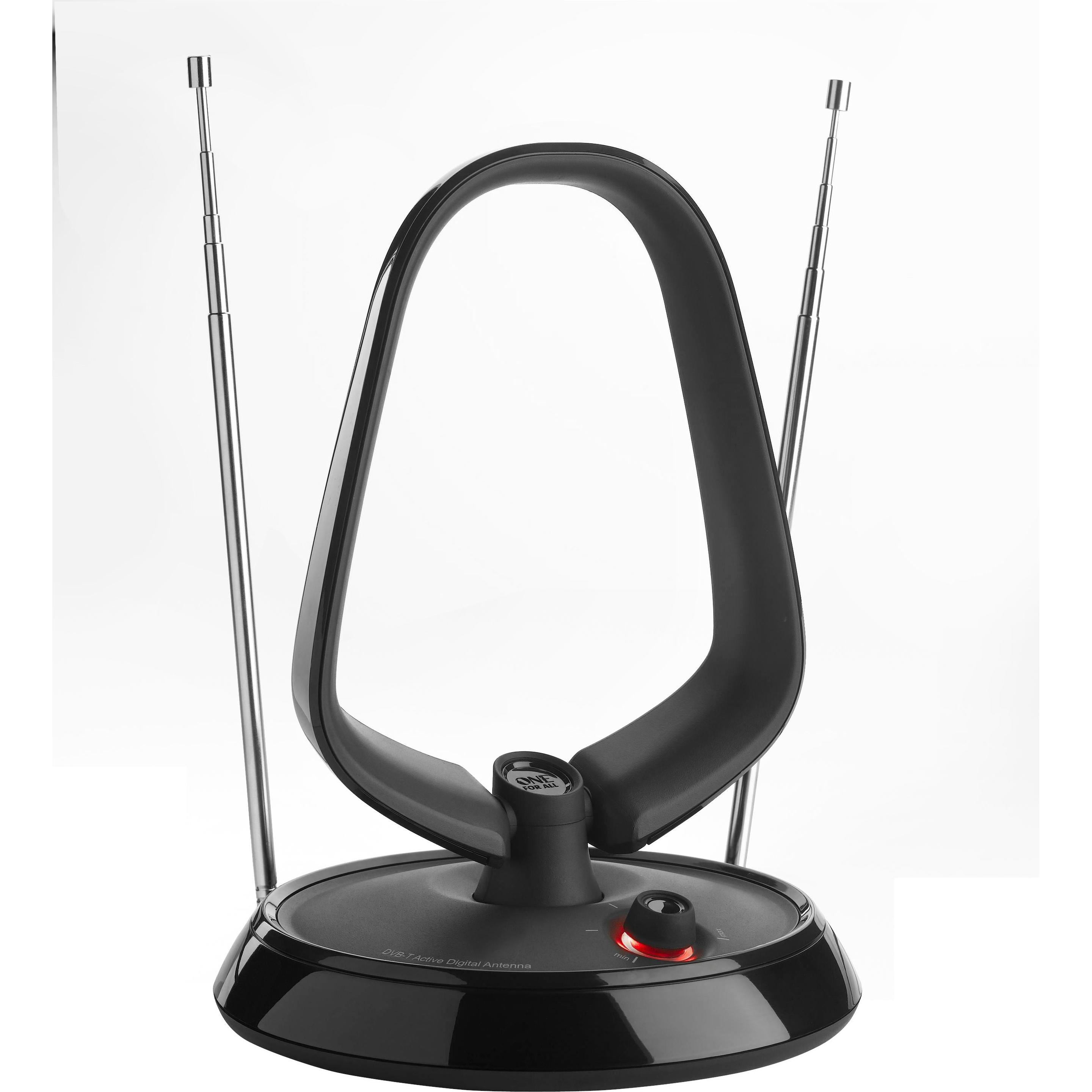 One for All DVB-T Antenne 43 dB (Zimmerantenne, 43 dB, DVB-T / -T2), SAT Spiegel + SAT Antennen, Schwarz