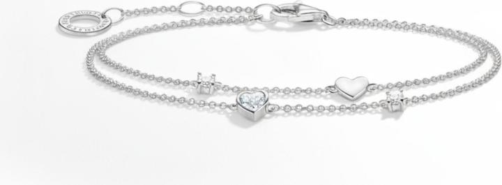 Immagine prodotto Thomas Sabo Bracciale con cuori e pietre bianche (19 cm, Argento 925)