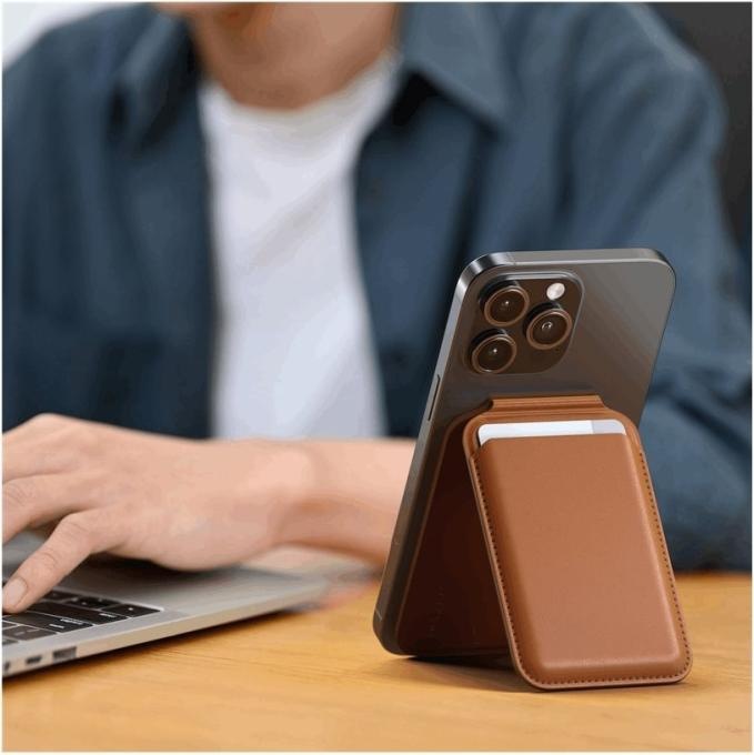 Actual product image Satechi Magnetic Wallet Stand Brown (Apple iPhone X)