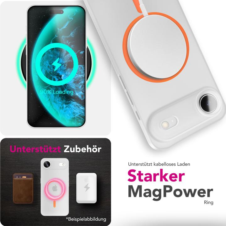 Produktbild Nalia MagSafe Cover "Thinix Glow" - 0,3mm Extrem Dünn, Leuchtender Magnet Ring - Ultra-Slim Hard Case (Apple iPhone 17)