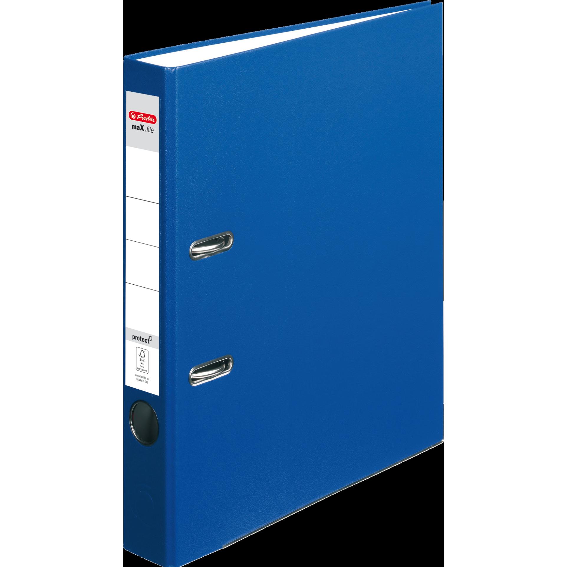 Herlitz, Ordner, PP-Color Ordner, Rückenbreite: 50 mm, blau Kunststoff-Schlitzordner DIN A4, genarbte PP-Folie, graue (A...