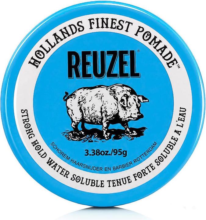 Reuzel Blue Strong Hold Pomade for High Shine Look (Hair gel, Hair pomade, Hair wax, 95 ml)
