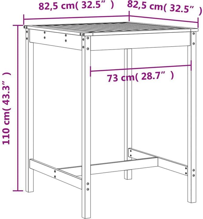 Produktbild vidaXL Gartenbar Set (82.50 x 82.50 x 110 cm)