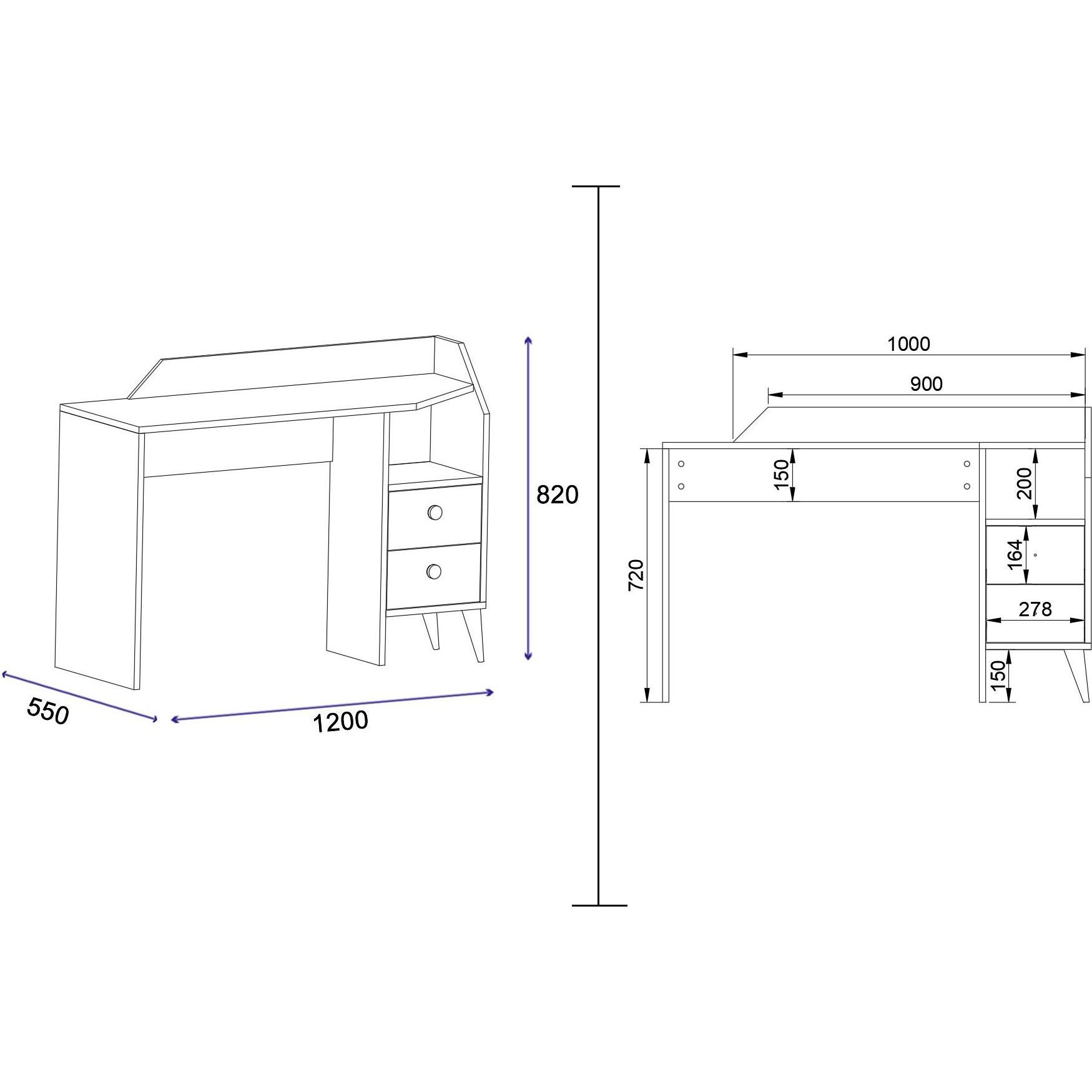 Thumbnail - Kalune Design, Schreibtisch, Francesca (120 x 55 x 82 cm)