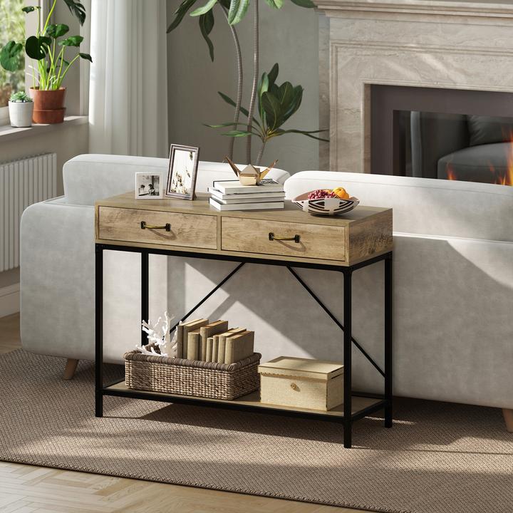 Image du produit Homcom Table console avec 2 tiroirs (35 x 35 x 76.50 cm)