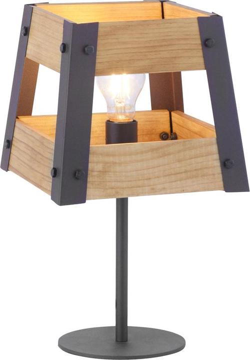 Just Light LED Tischleuchte CRATE Holz Vintage Design mit Holz (E27)