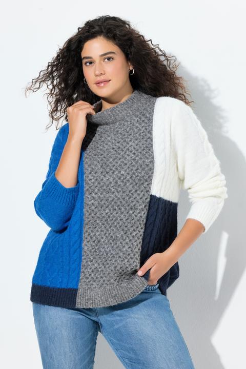 Produktbild Ulla Popken Pullover, Colorblocking, Stehkragen, Langarm (54)