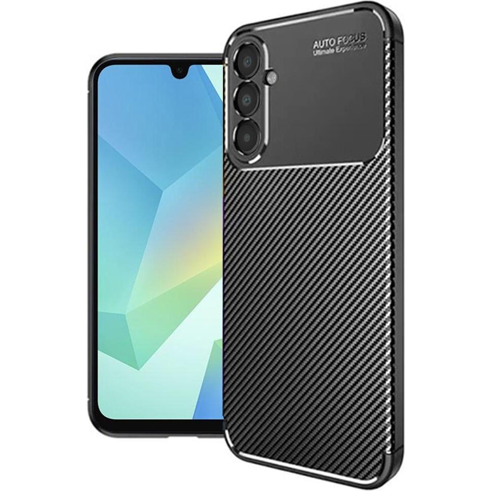 Techsuit - CarbonFiber - Samsung Galaxy A16 4G / A16 5G - Black (Samsung Galaxy A16 5G, Samsung Galaxy A16), Cover smartphone, Nero