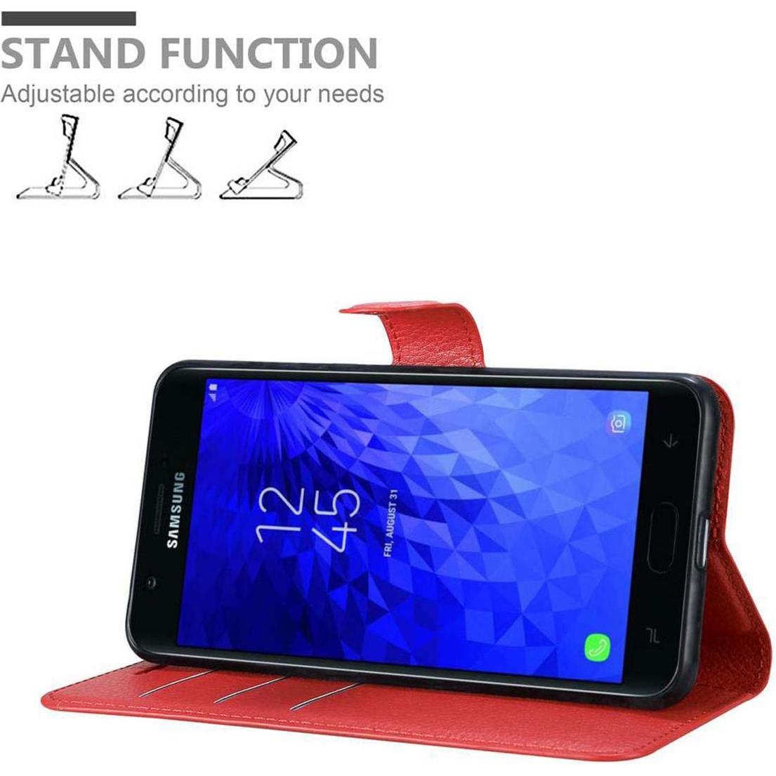 Thumbnail - Cadorabo Book mit Standfunktion Cover (Samsung Galaxy J7 2018), Smartphone Hülle, Rot
