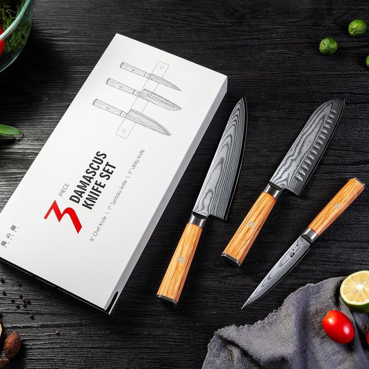 Produktbild Fujini Tea 3-teiliges Damastmesser Set