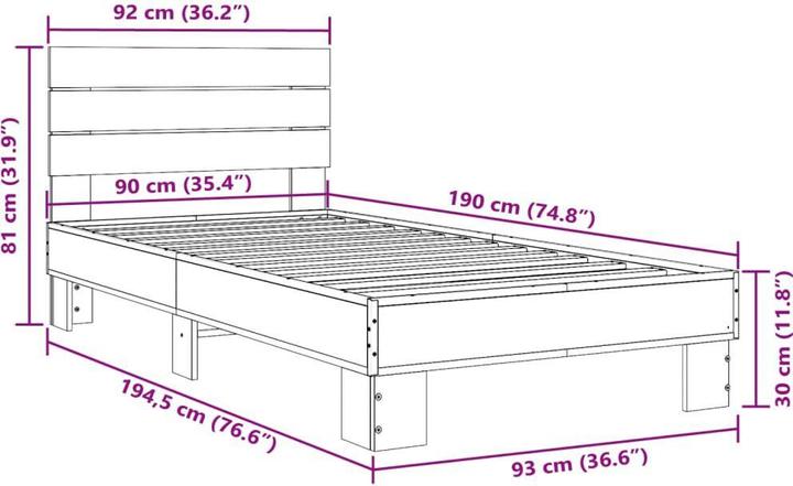 Image du produit vidaXL Bettgestell (90 x 190 cm)