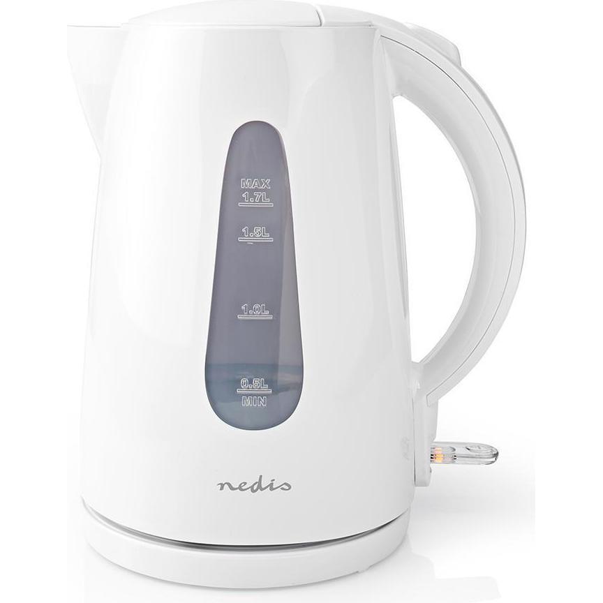Nedis Bollitore da 1,7 l in plastica con elemento riscaldante nascosto e rotante a 360 gradi Strix Co, Bollitore, Bianco