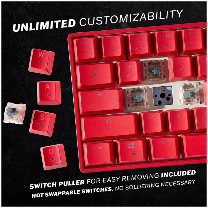 Image du produit HK Gaming Πληκτρολόγιο GK61 RGB Κόκκινο με Gateron Brown Διακόπτες (mini 60% US Layout) (US)