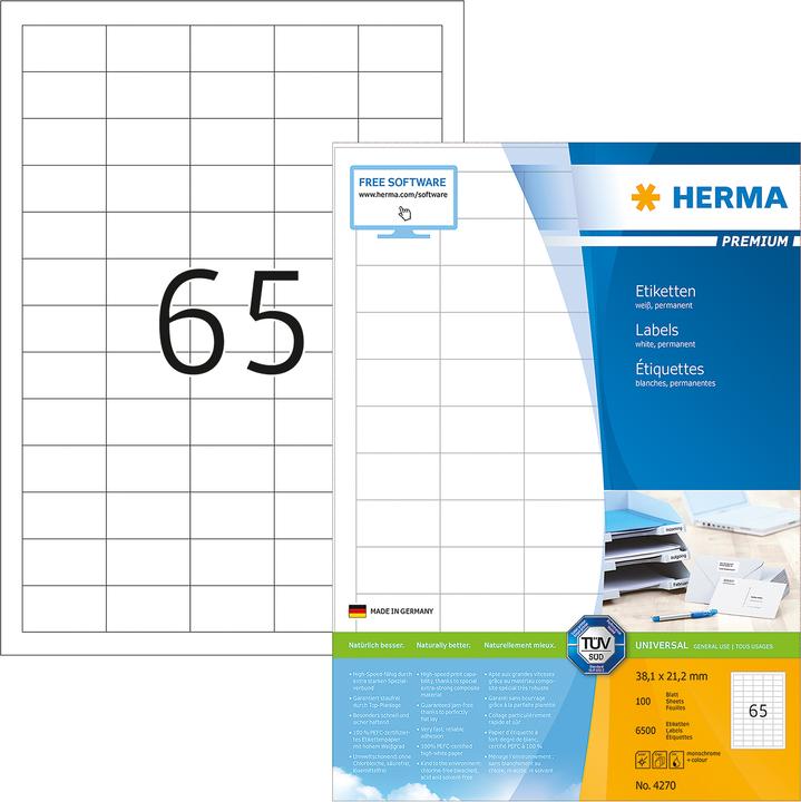 Produktbild HERMA Universal Etiketten A4