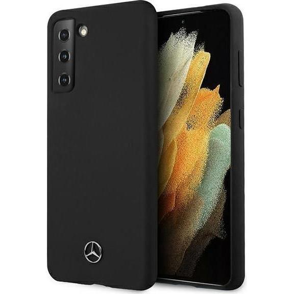Mercedes MEHCS21SSILBK S21 G991 black / black solid silicone line (Samsung Galaxy S21), Smartphone Hülle, Schwarz