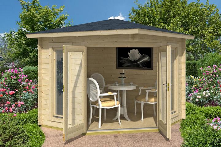 Actual product image Weka Holzbau 5-corner summer house 408, natural, 40 mm, DT, 2 long FE