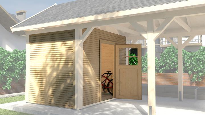 Weka Holzbau Equipment room wekaLine for LH carport size 2, natural, 28 mm