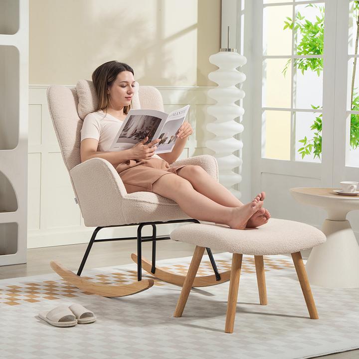 Immagine prodotto Homcom Schaukelstuhl Polyester Beige