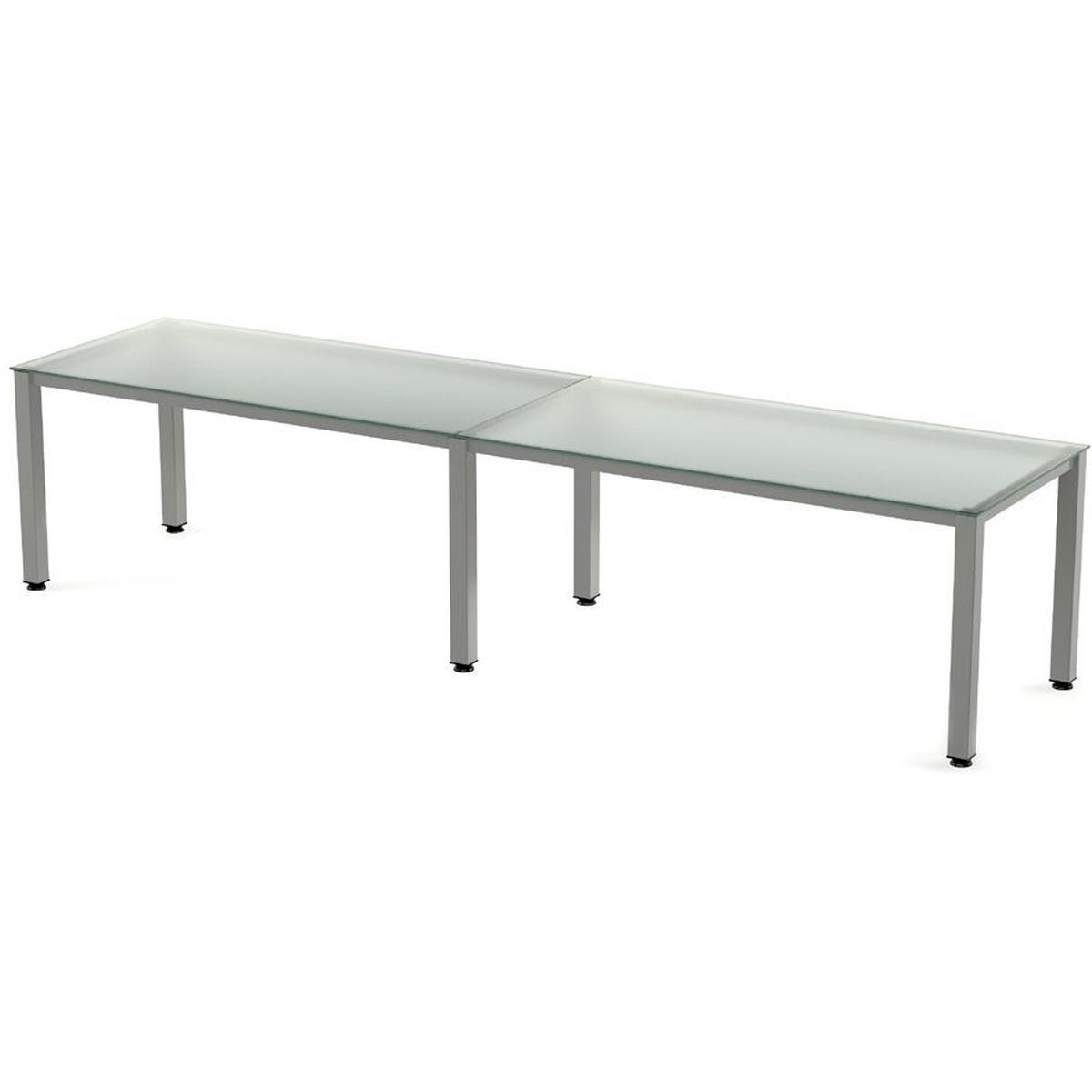 Rocada, Schreibtisch, Mehrfacharbeitstisch Executive BxTxH 360x80x73cm Gestell grau Platte Glas satiniert