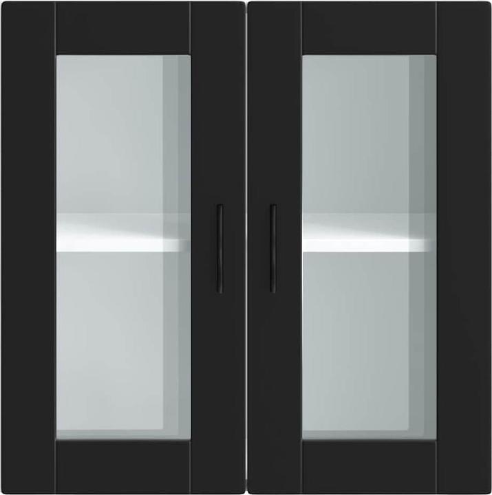 Produktbild VidaXL Küchen-Hängeschrank mit Glastür Porto Schwarz Wandschrank Küche (60 x 31 x 60 cm)