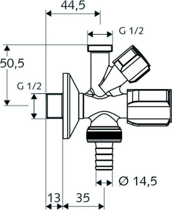 Produktbild Schell angle valve, 1/2 "x 1/2" x 3/4 ", combined