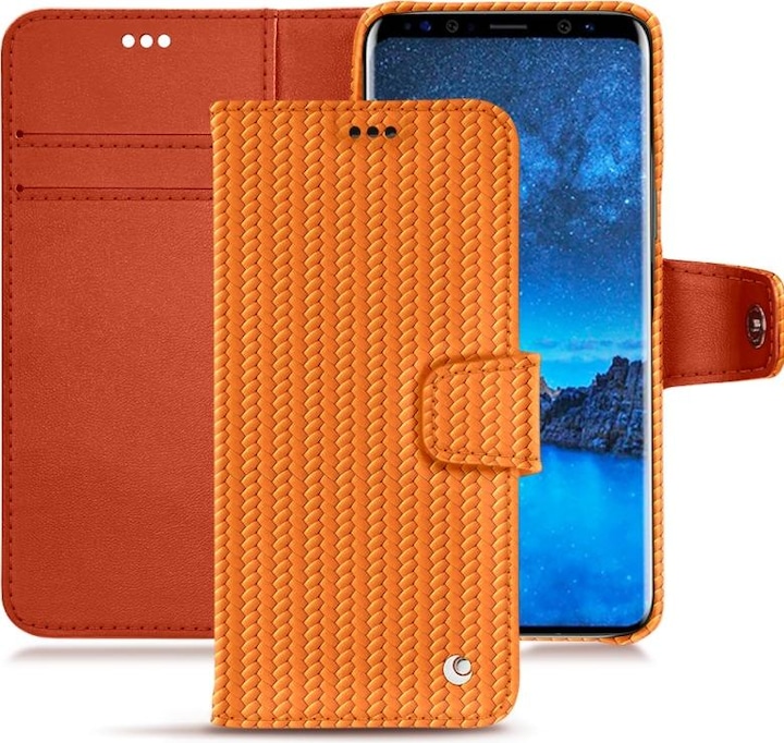 Abaca arancio (Pantone #d77540), Blu méditerranéen (Pantone #0E3043)