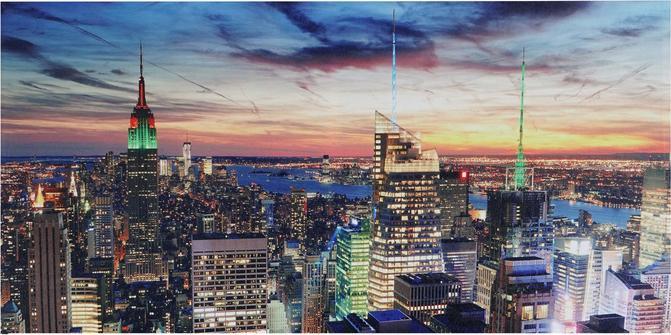 Image du produit Swisshandel24 Tableau LED, tableau lumineux sur toile, minuterie - 100x50cm New York, scintillant (100 x 50 cm)