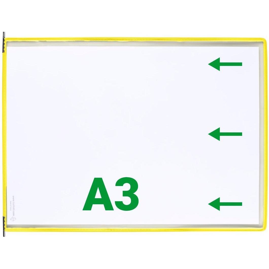 Thumbnail - Tarifold, Informationsschild, 10 Sichttafeln mit 5 Aufsteckreitern DIN A3 quer gelb, Öffnung seitlich