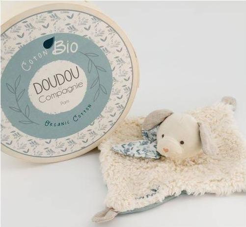 Image du produit Doudou et Compagnie Doudou chien bio, bleu 25cm