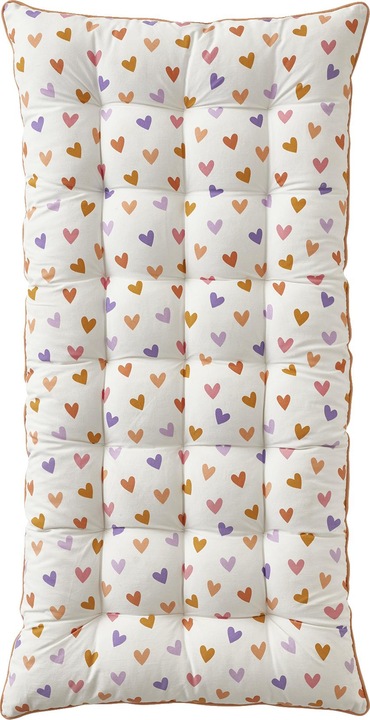 Image du produit Vertbaudet Matelas de sol pour chambre d'enfant POP avec coeurs et rayures, réversible (60 x 120 cm)
