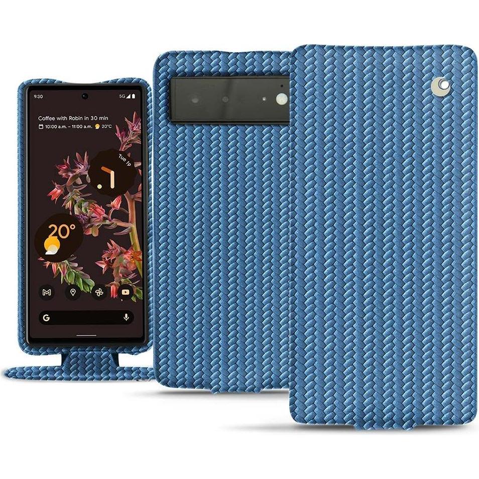 Noreve Lederschutzhülle vertikal (Google Pixel 6), Smartphone Hülle, Blau
