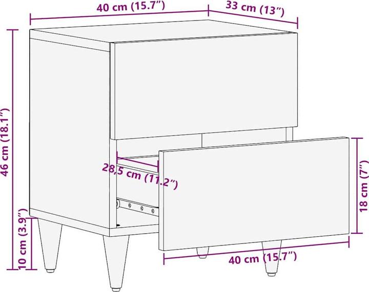 Actual product image vidaXL Bedside table (40 x 33 x 46 cm)