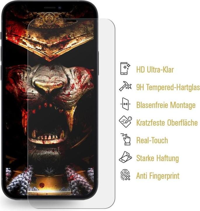 Actual product image Protectorking 2x 3D A++ real tempered 9H armoured glass CLEAR (2 Piece, Apple iPhone 12 Pro)