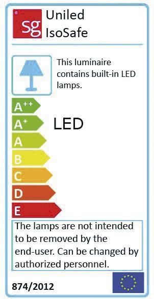 Etichetta energetica Sg Apparecchi Faretti LED da incasso 7W UNILED 2700K 610lm Konv 1LED Alu IP65 ws RF:high gloss (610 lm)