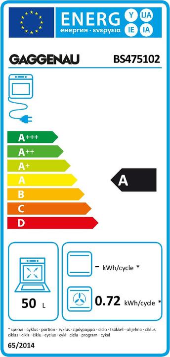 Energy Label Gaggenau BS 475 102 Steam oven 400 series