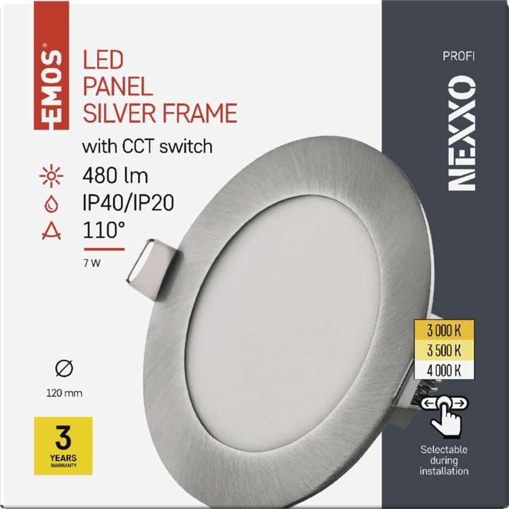 Image du produit Emos Luminaire LED encastrable NEXXO, rond, argenté, 7W, avec Change CCT (480 lm)